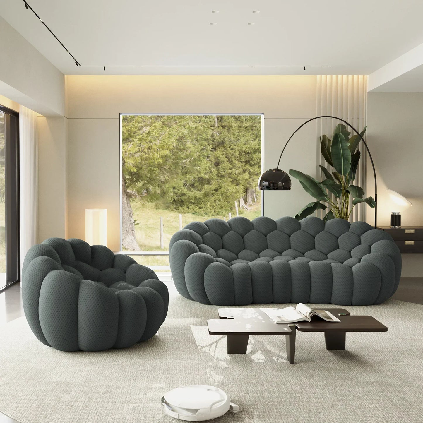 Canapé 3 Places + Fauteuil – Gris