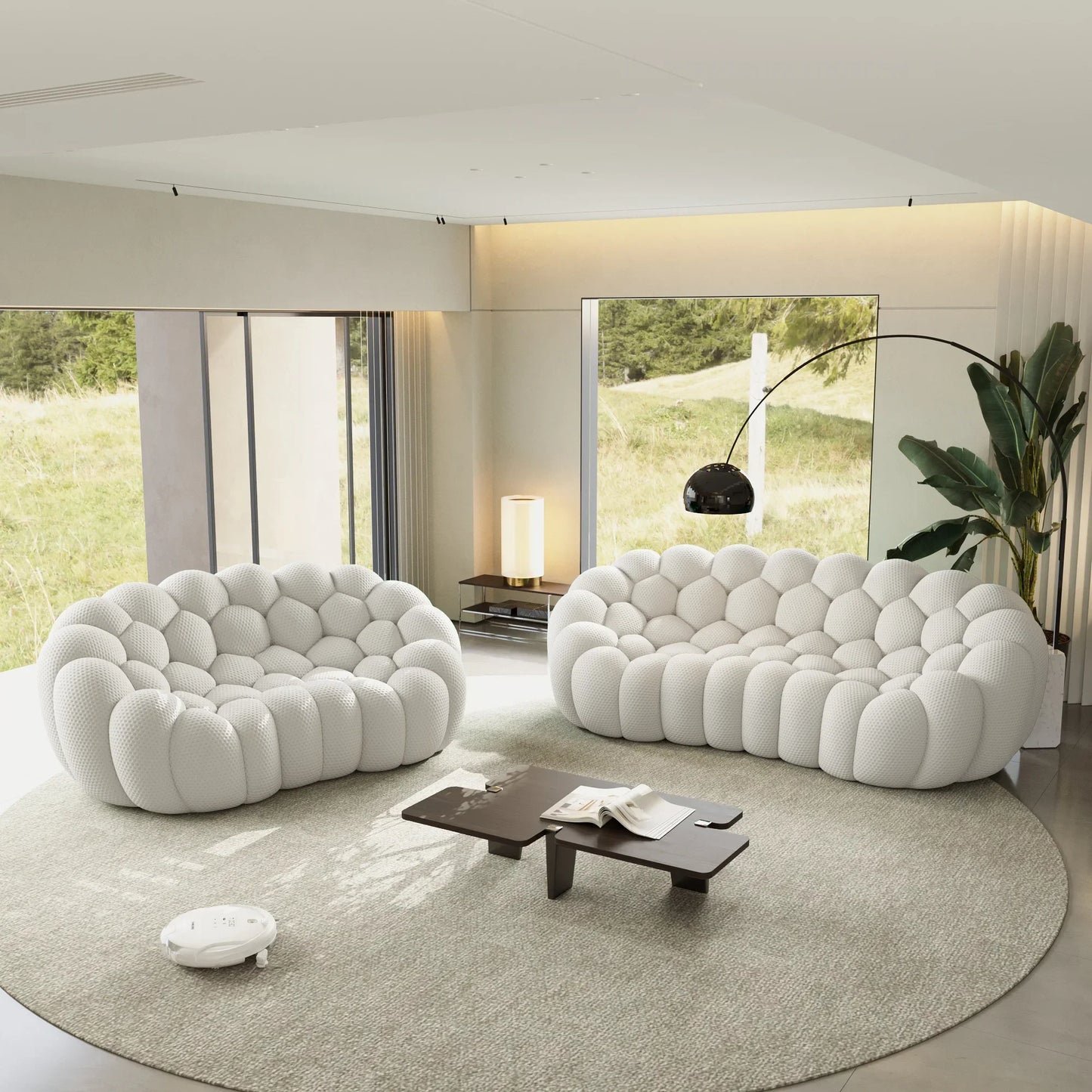 Canapé 3 Places + 2 Places – Blanc