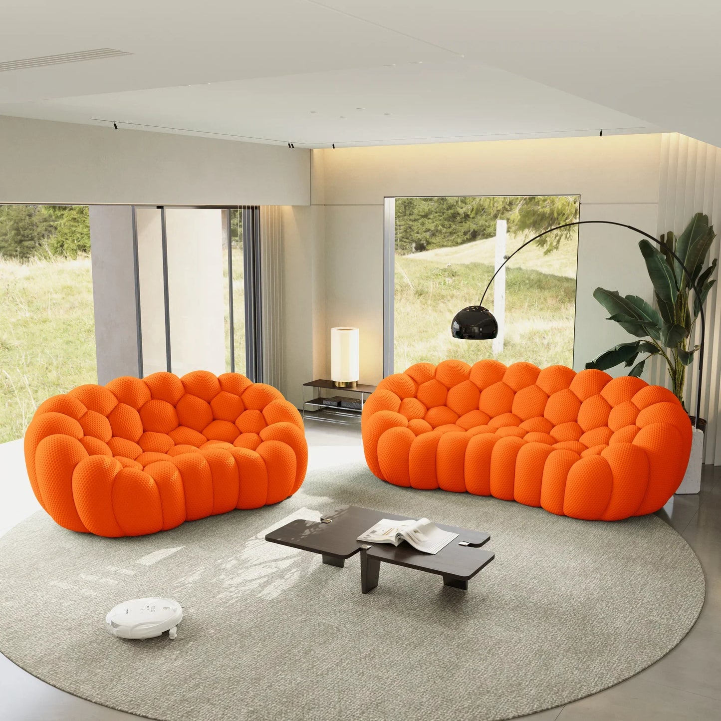 Canapé 3 Places + 2 Places – Orange