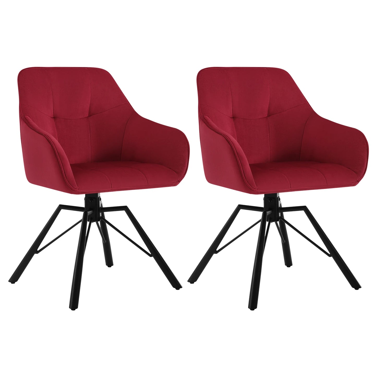 Chaise de salle à manger pivotante 2 pcs – Chaise de cuisine rembourrée confortable avec accoudoirs et dossier