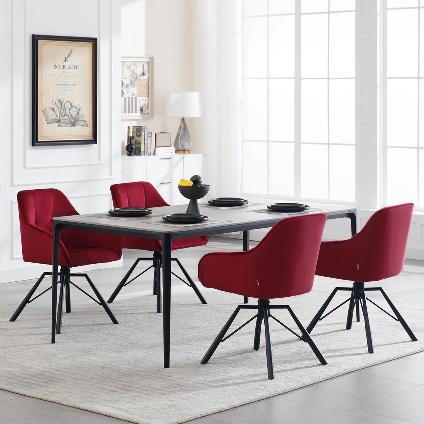 Chaise de salle à manger pivotante 2 pcs – Chaise de cuisine rembourrée confortable avec accoudoirs et dossier