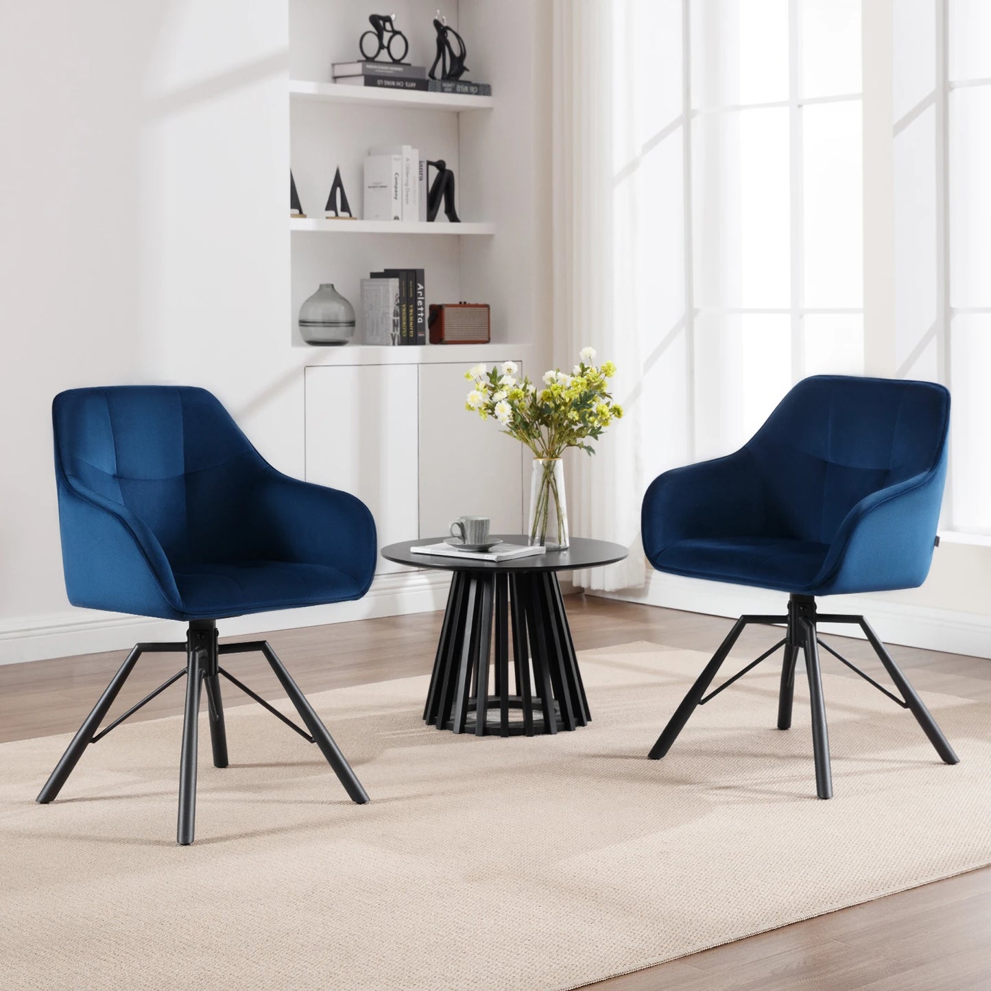 Chaise de salle à manger pivotante 2 pcs – Chaise de cuisine rembourrée confortable avec accoudoirs et dossier