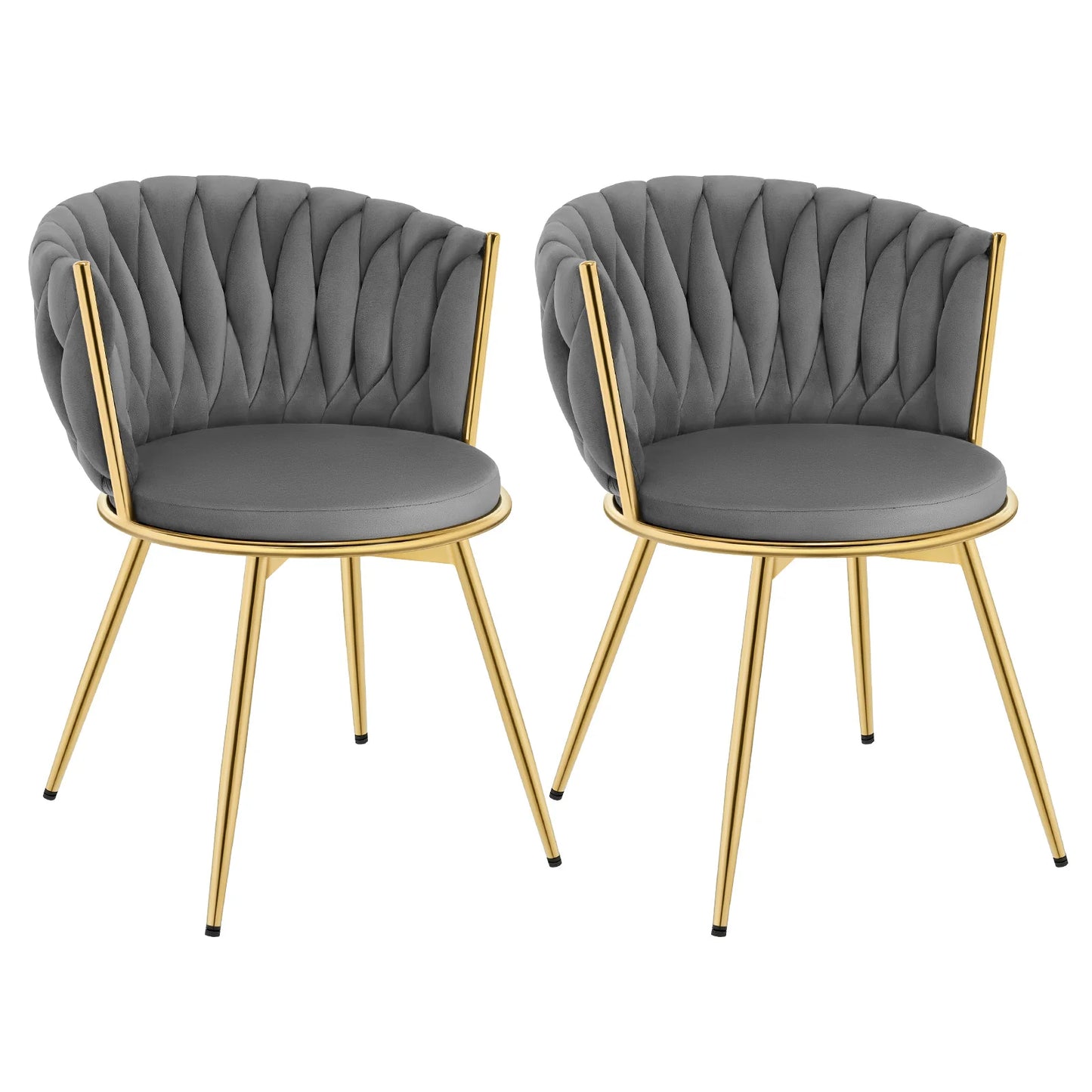2 PCS Chaises de Salle à Manger Pivotantes en Velours avec Pieds Métalliques – Chaise Ergonomique Rotative pour Salon et Salle à Manger