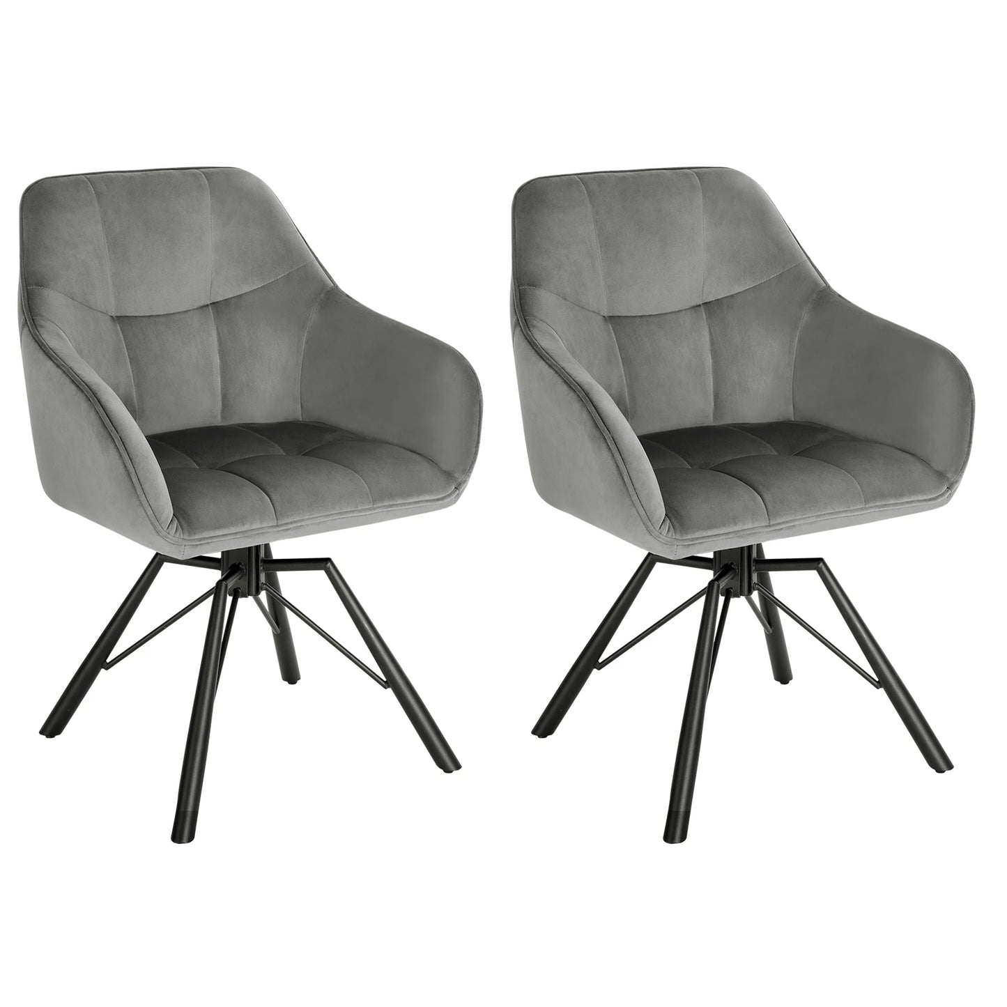 Chaise de salle à manger pivotante 2 pcs – Chaise de cuisine rembourrée confortable avec accoudoirs et dossier