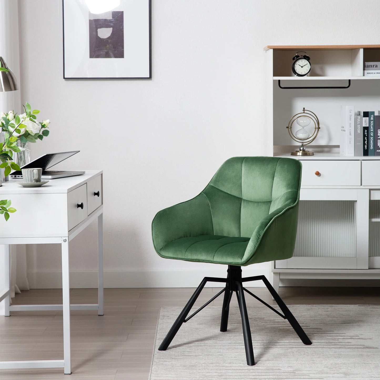 Chaise de salle à manger pivotante 2 pcs – Chaise de cuisine rembourrée confortable avec accoudoirs et dossier