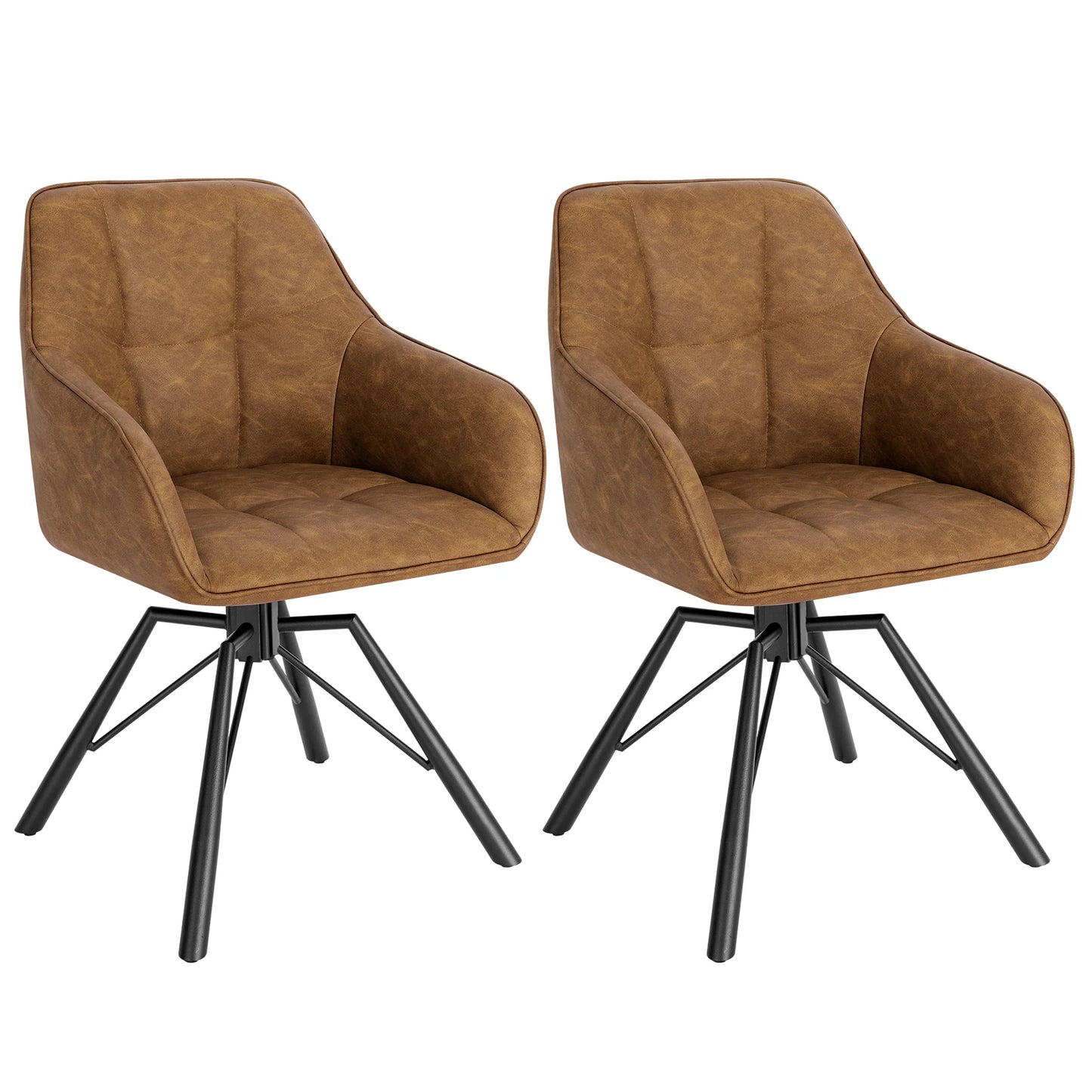 Chaise de salle à manger pivotante 2 pcs – Chaise de cuisine rembourrée confortable avec accoudoirs et dossier