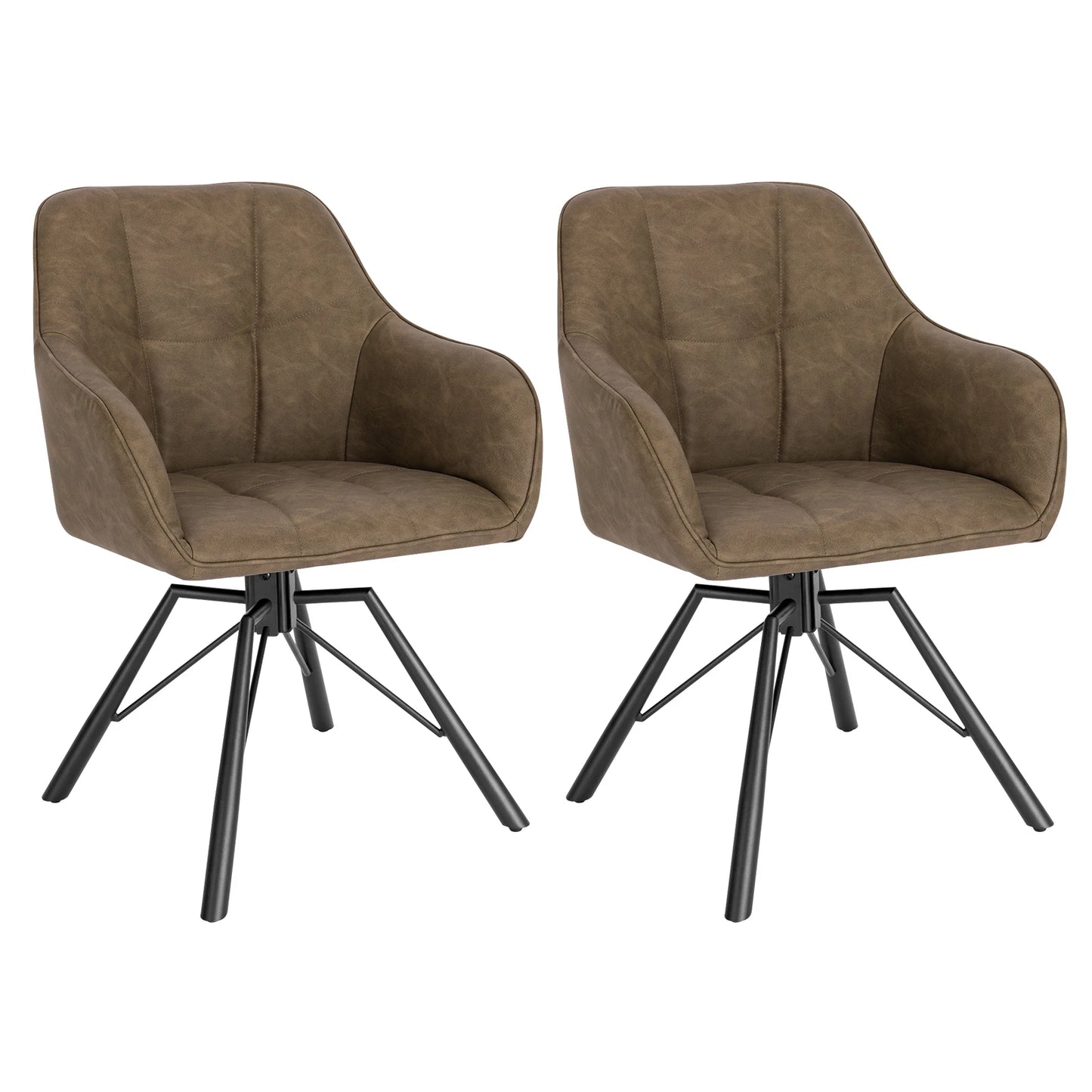 Chaise de salle à manger pivotante 2 pcs – Chaise de cuisine rembourrée confortable avec accoudoirs et dossier