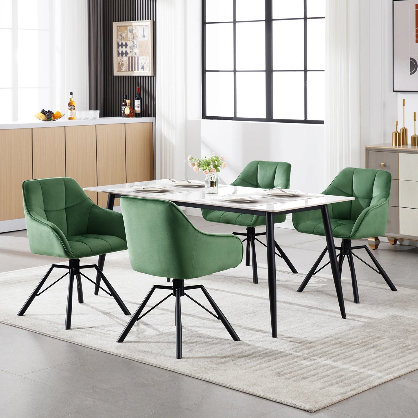 Chaise de salle à manger pivotante 2 pcs – Chaise de cuisine rembourrée confortable avec accoudoirs et dossier