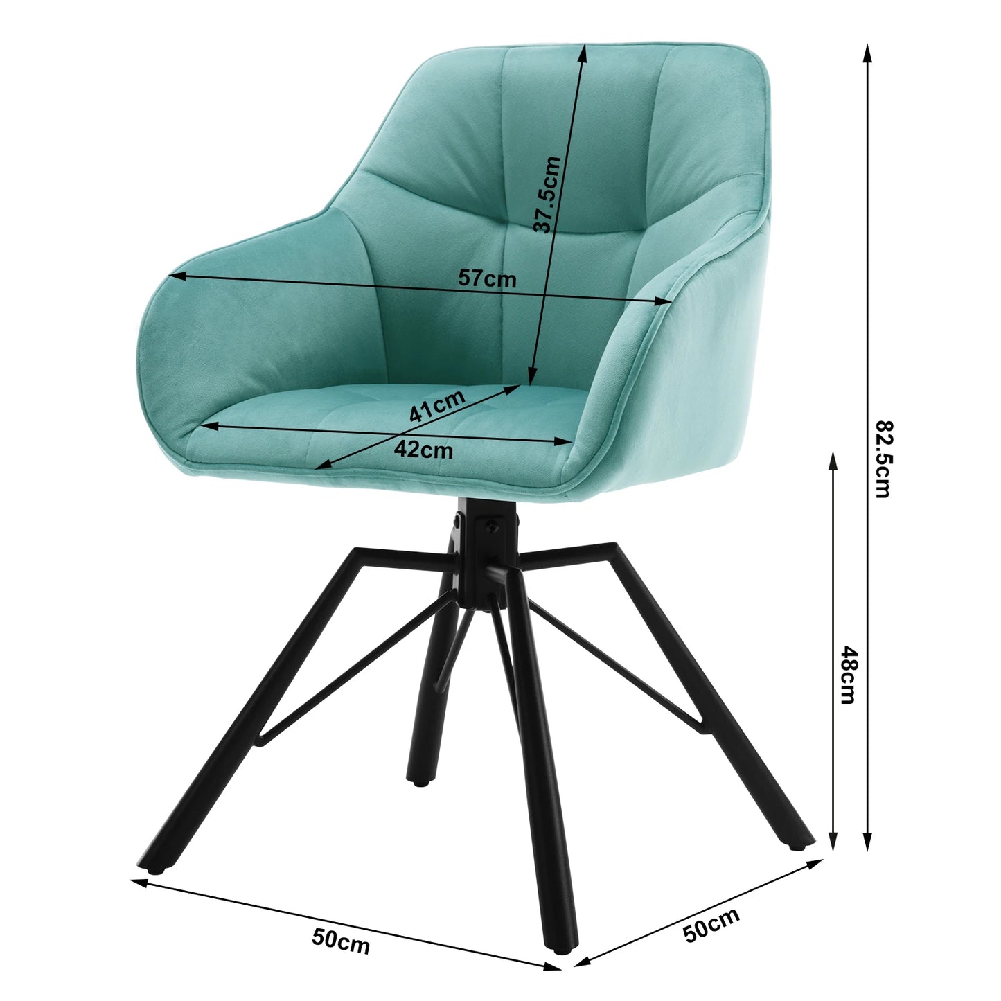 Chaise de salle à manger pivotante 2 pcs – Chaise de cuisine rembourrée confortable avec accoudoirs et dossier