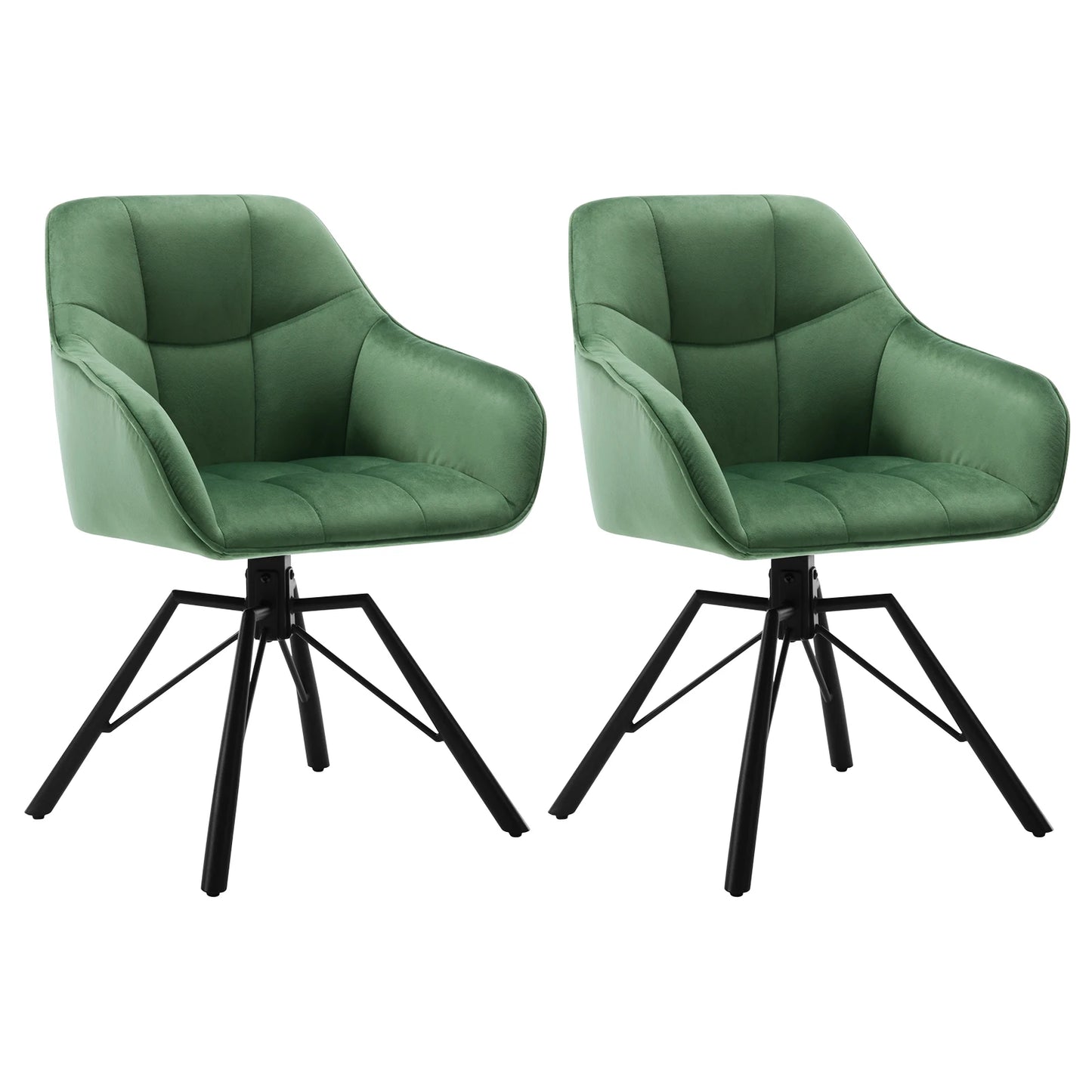 Chaise de salle à manger pivotante 2 pcs – Chaise de cuisine rembourrée confortable avec accoudoirs et dossier