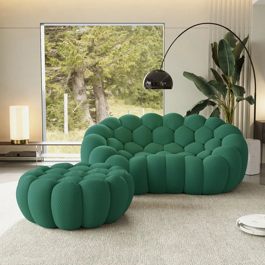 Canapé 2 Places + Ottoman – Vert