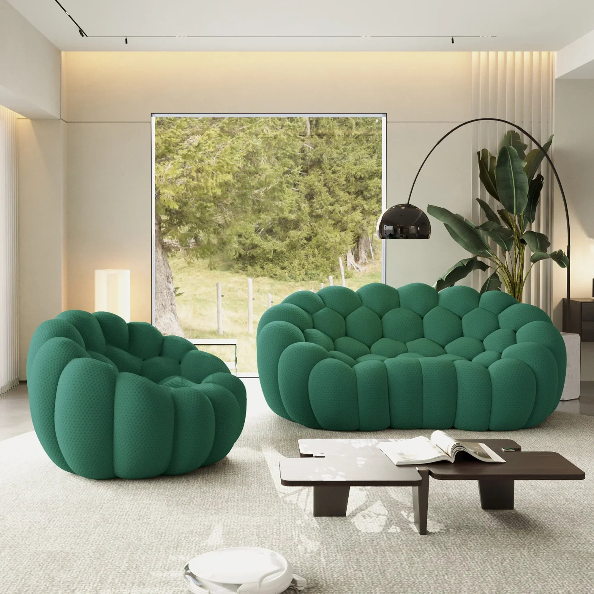 Canapé 2 Places + Fauteuil – Vert