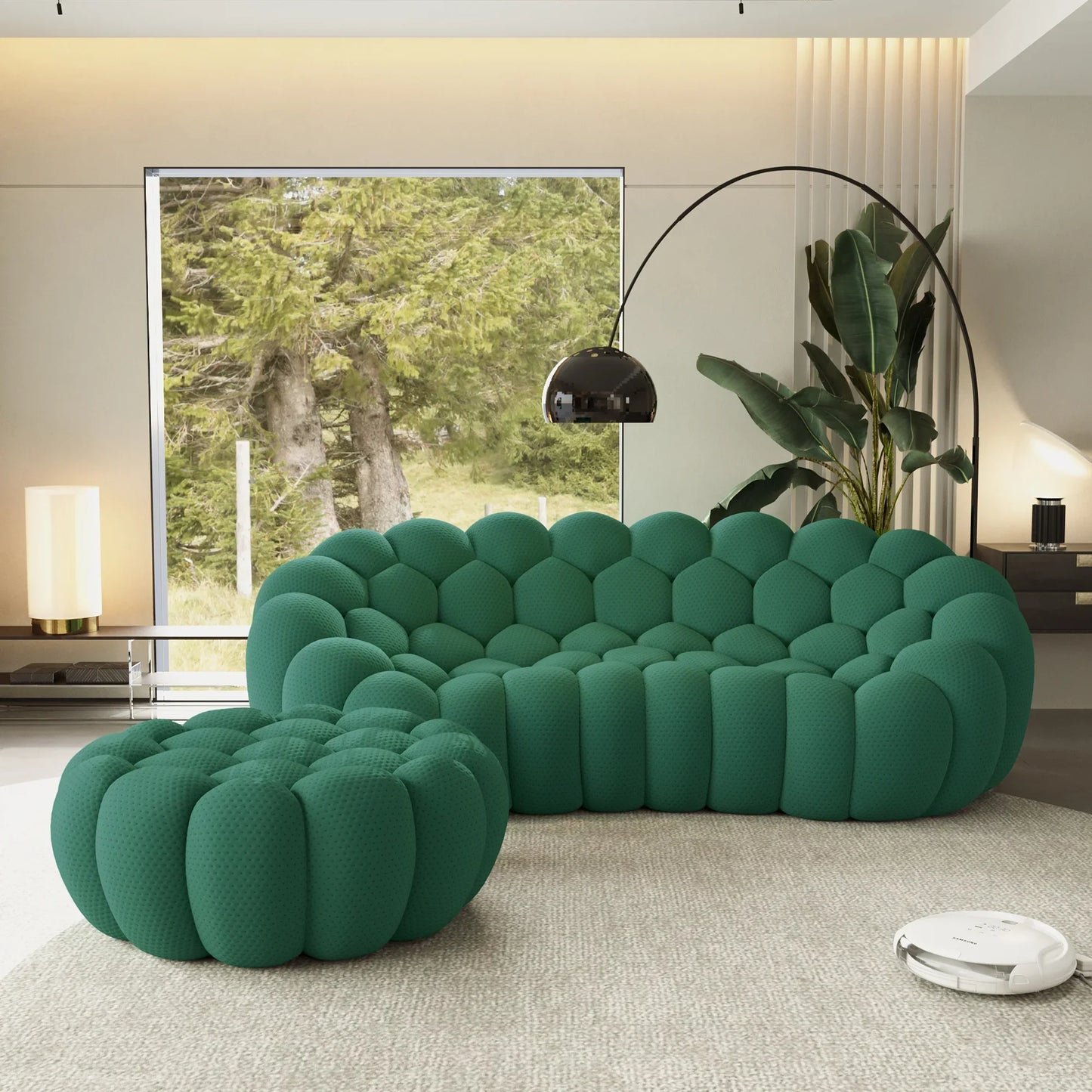 Canapé 3 Places + Ottoman – Vert