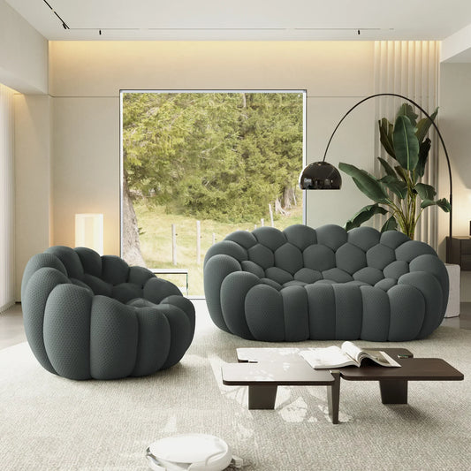 Canapé 2 Places + Fauteuil – Gris
