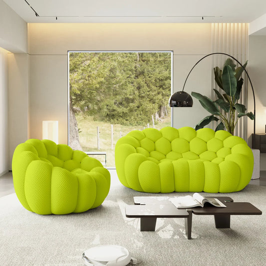 Canapé 2 Places + Fauteuil – Vert Citron