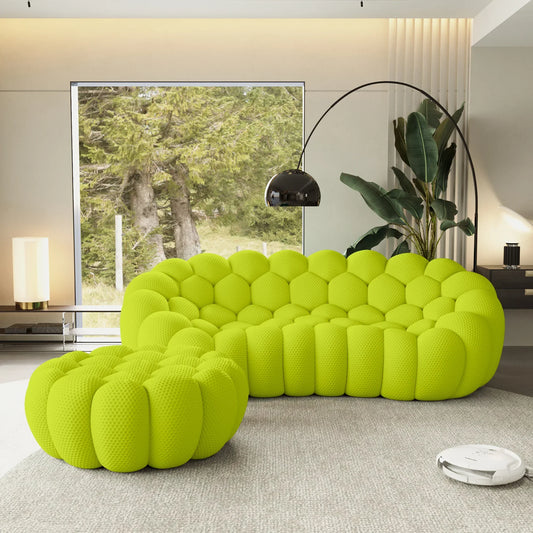 Canapé 3 Places + Ottoman – Vert Citron