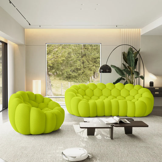 Canapé 3 Places + Fauteuil – Vert Citron