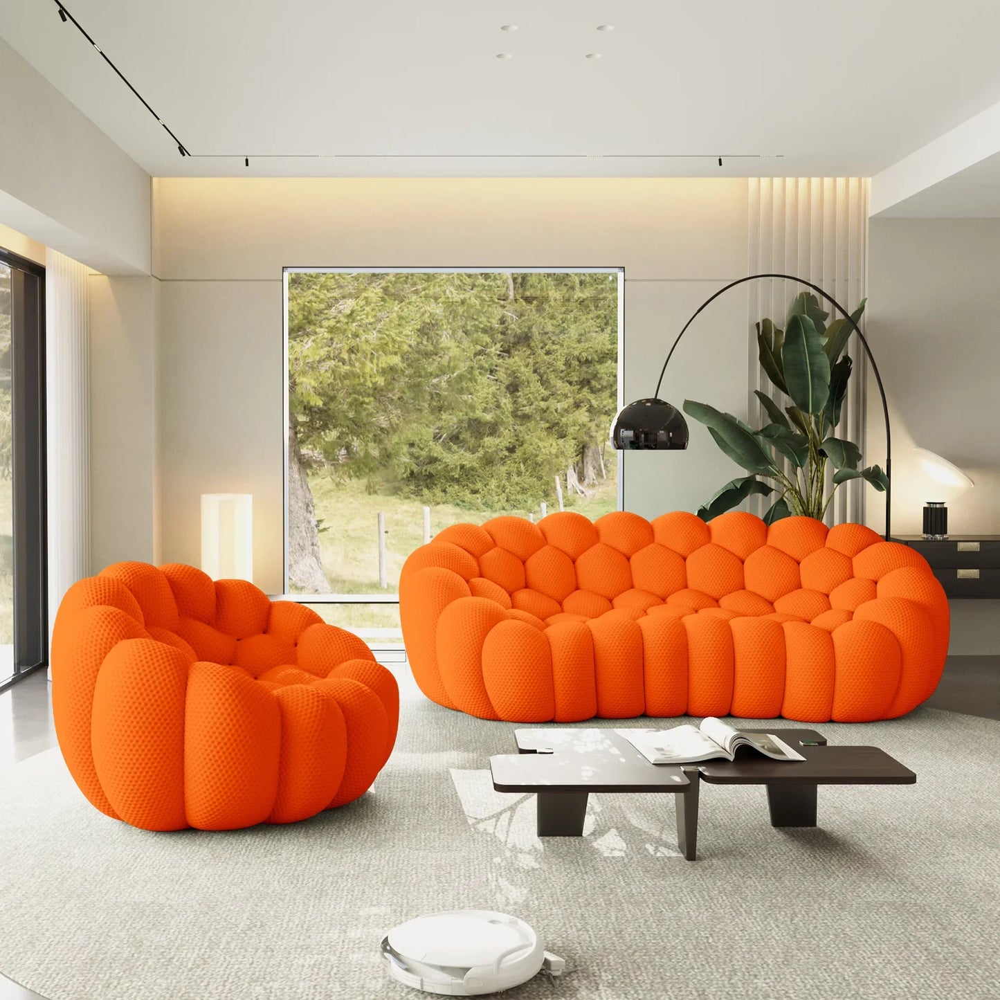 Canapé 3 Places + Fauteuil – Orange