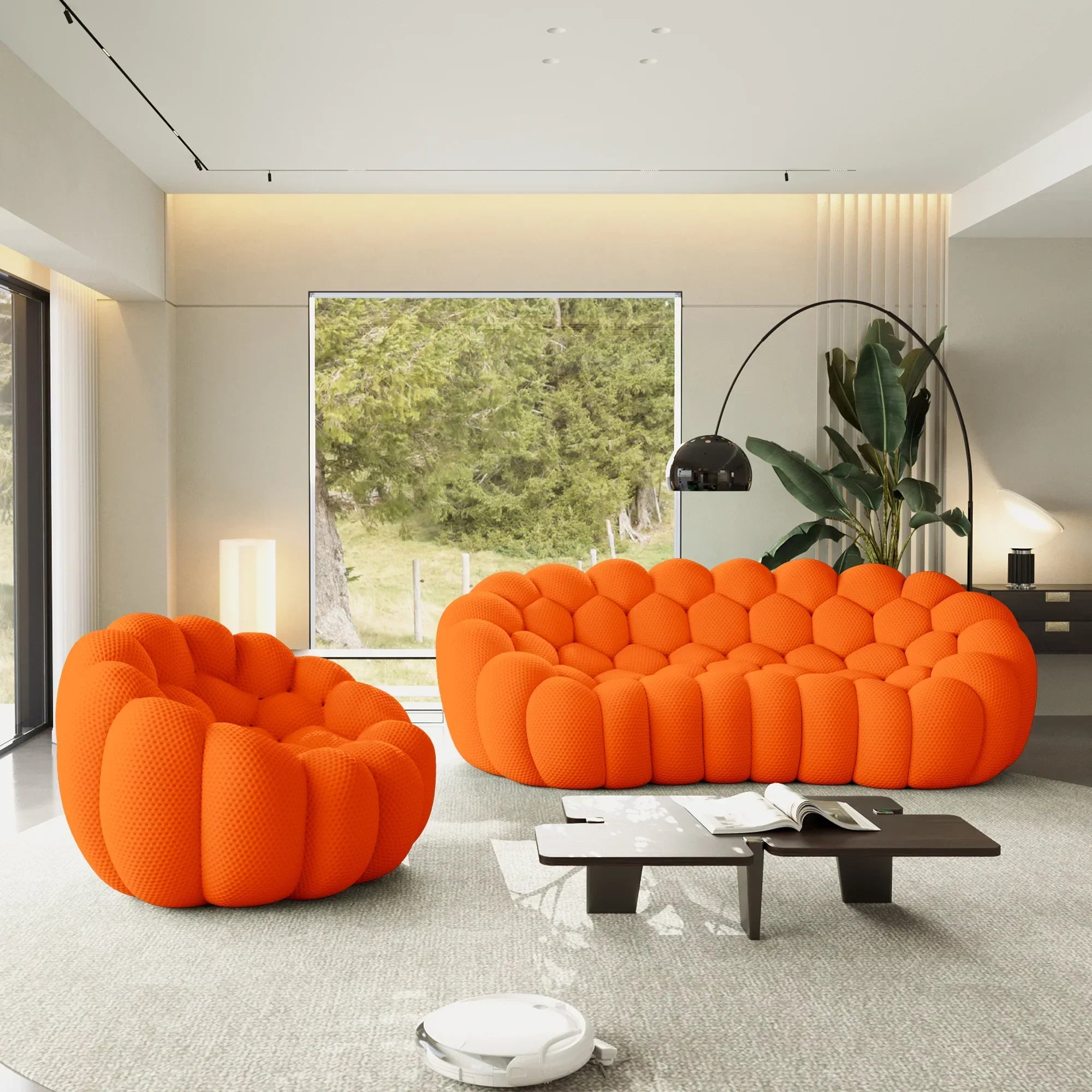 Canapé 3 Places + Fauteuil – Orange