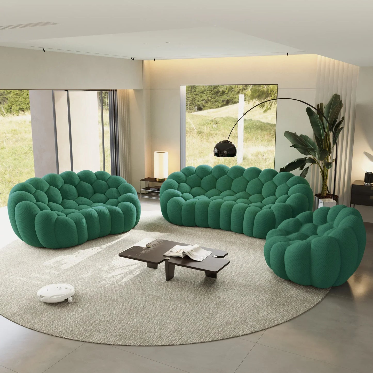 Canapé 3 Places + 2 Places + Fauteuil – Vert