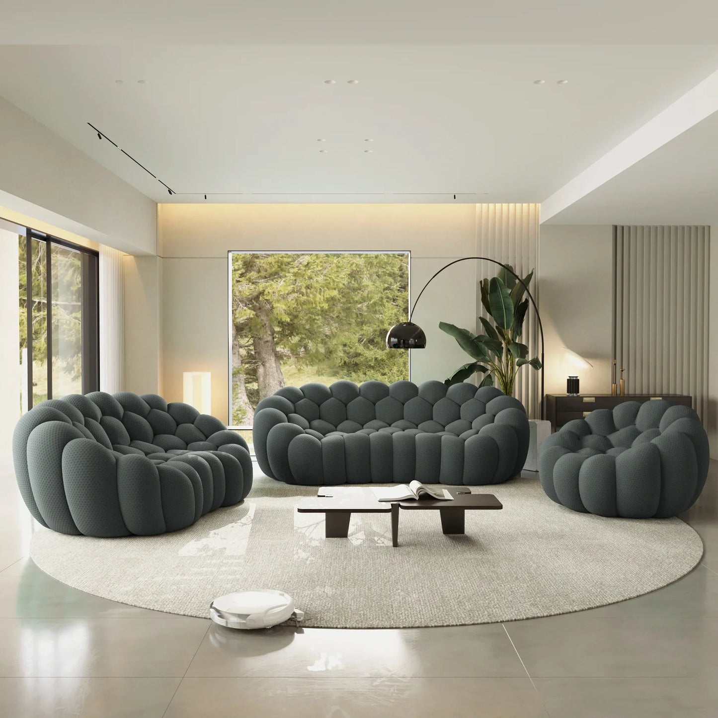 Canapé 3 Places + 2 Places + Fauteuil – Gris