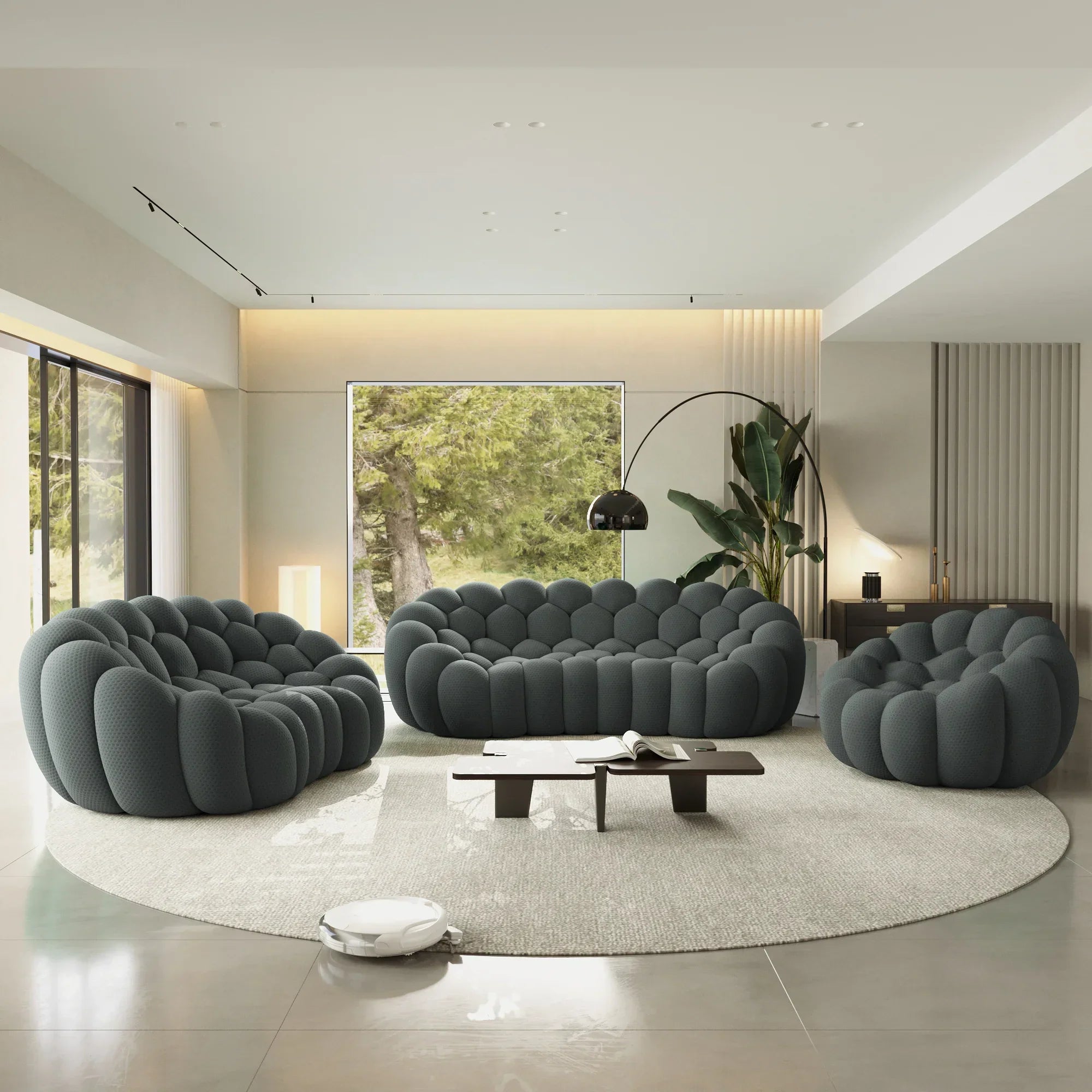 Canapé 3 Places + 2 Places + Fauteuil – Gris