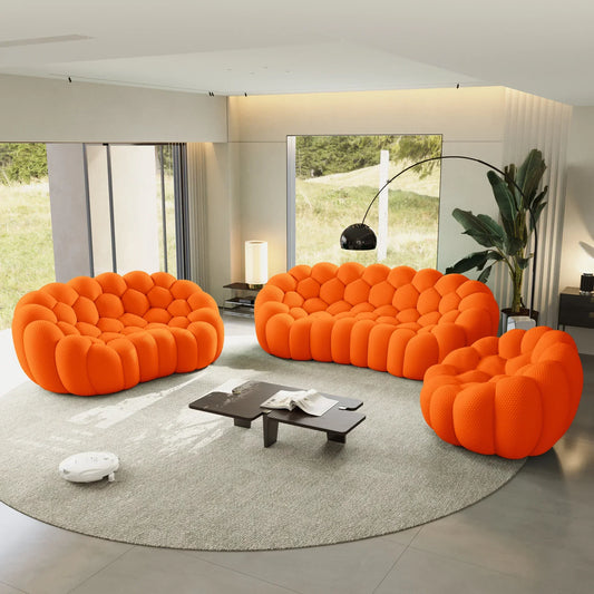 Canapé 3 Places + 2 Places + Fauteuil – Orange