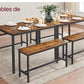 Ensemble Table à Manger 3 Pièces – Table 70 x 110 x 75 cm + 2 Bancs 30 x 97 x 50 cm