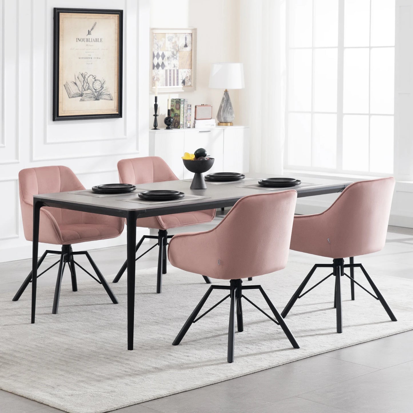 Chaise de salle à manger pivotante 2 pcs – Chaise de cuisine rembourrée confortable avec accoudoirs et dossier