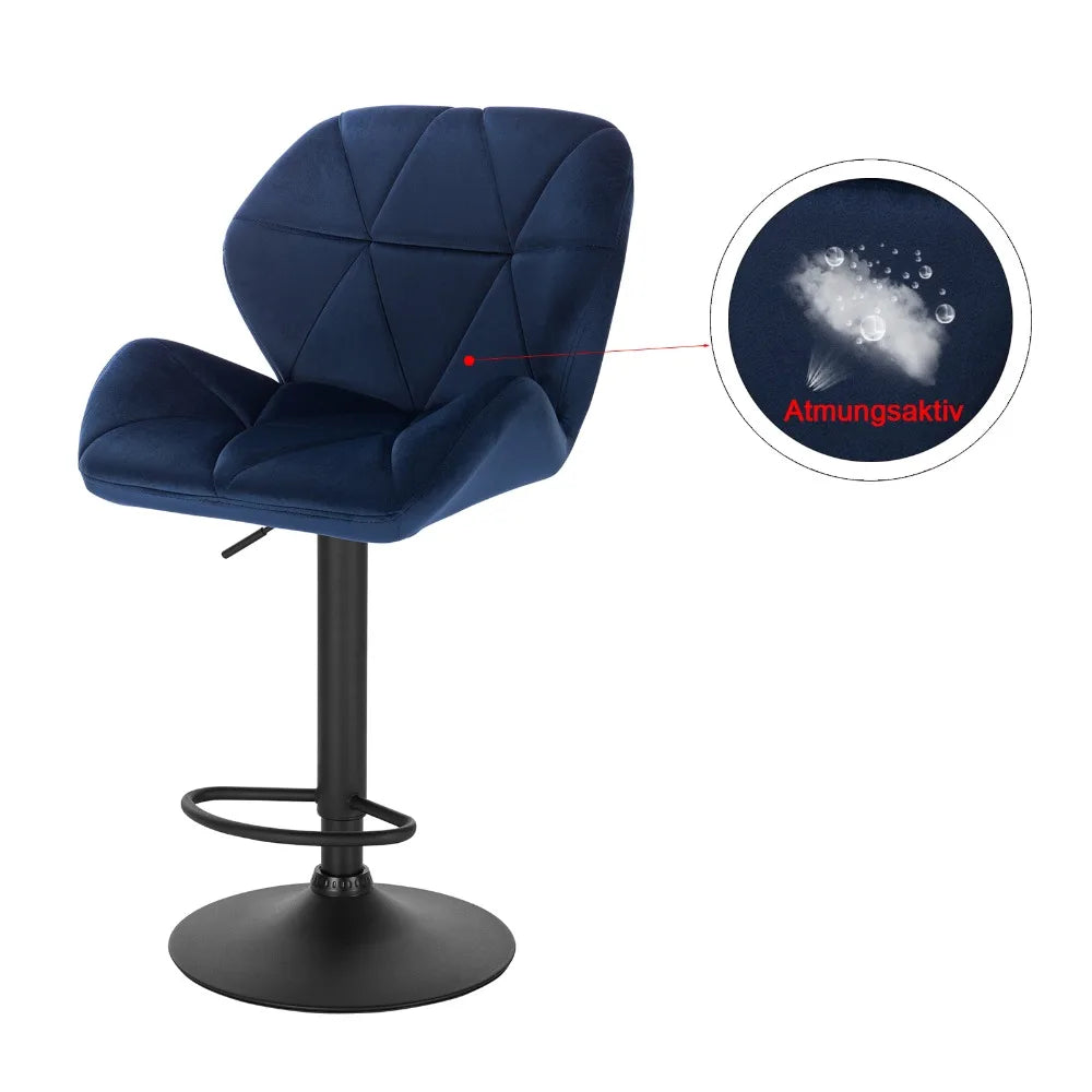 Lot de 2 tabourets de bar réglables avec assise pivotante, repose-pieds en acier