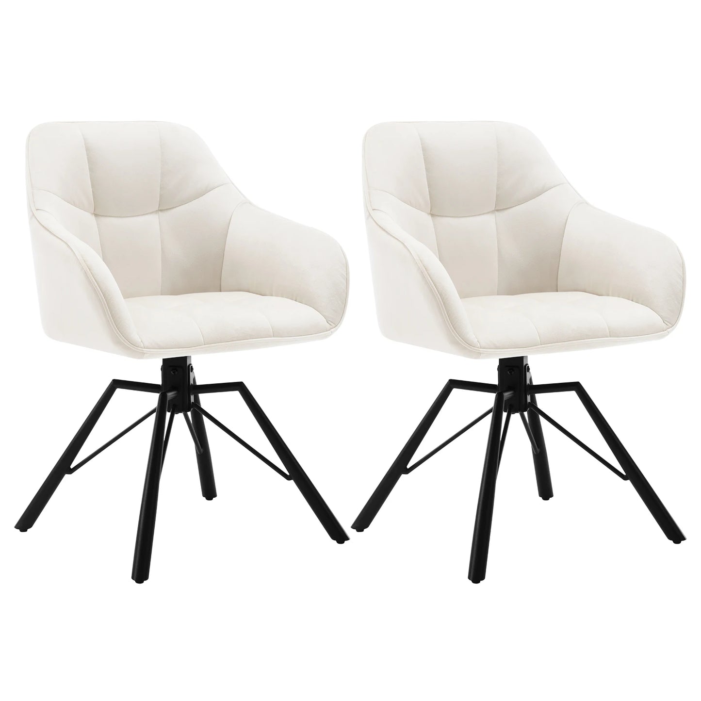 Chaise de salle à manger pivotante 2 pcs – Chaise de cuisine rembourrée confortable avec accoudoirs et dossier