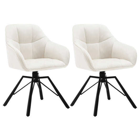 Chaise de salle à manger pivotante 2 pcs – Chaise de cuisine rembourrée confortable avec accoudoirs et dossier