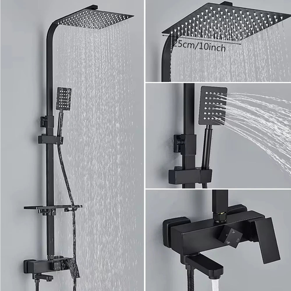 Ensemble Mitigeur de Douche en Chrome avec Robinet Baignoire, Douche Pluie