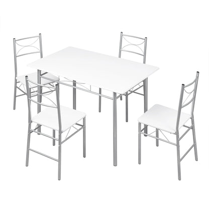 Table rectangulaire avec 4 chaises, structure métal, cuisine et salle à manger