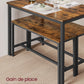 Ensemble Table à Manger 3 Pièces – Table 70 x 110 x 75 cm + 2 Bancs 30 x 97 x 50 cm