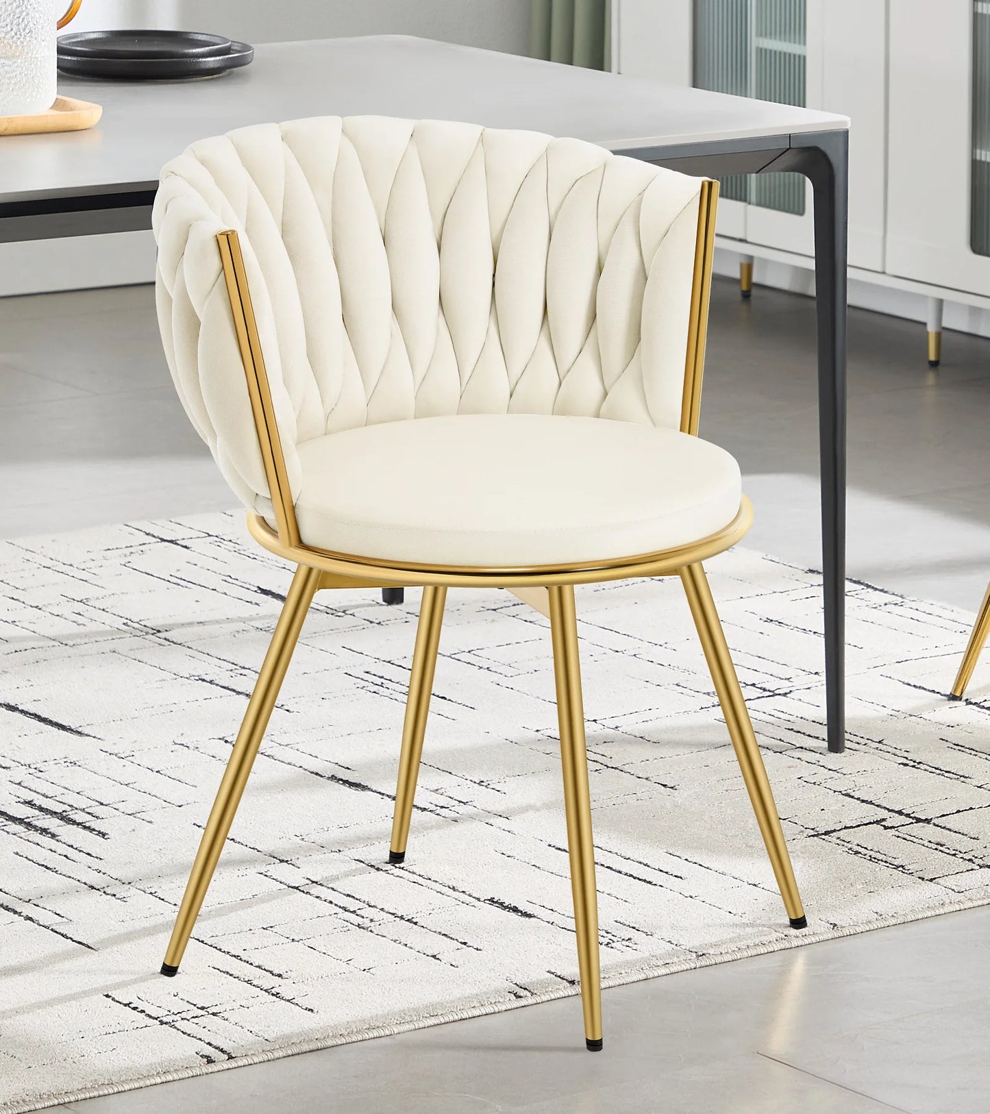 2 PCS Chaises de Salle à Manger Pivotantes en Velours avec Pieds Métalliques – Chaise Ergonomique Rotative pour Salon et Salle à Manger