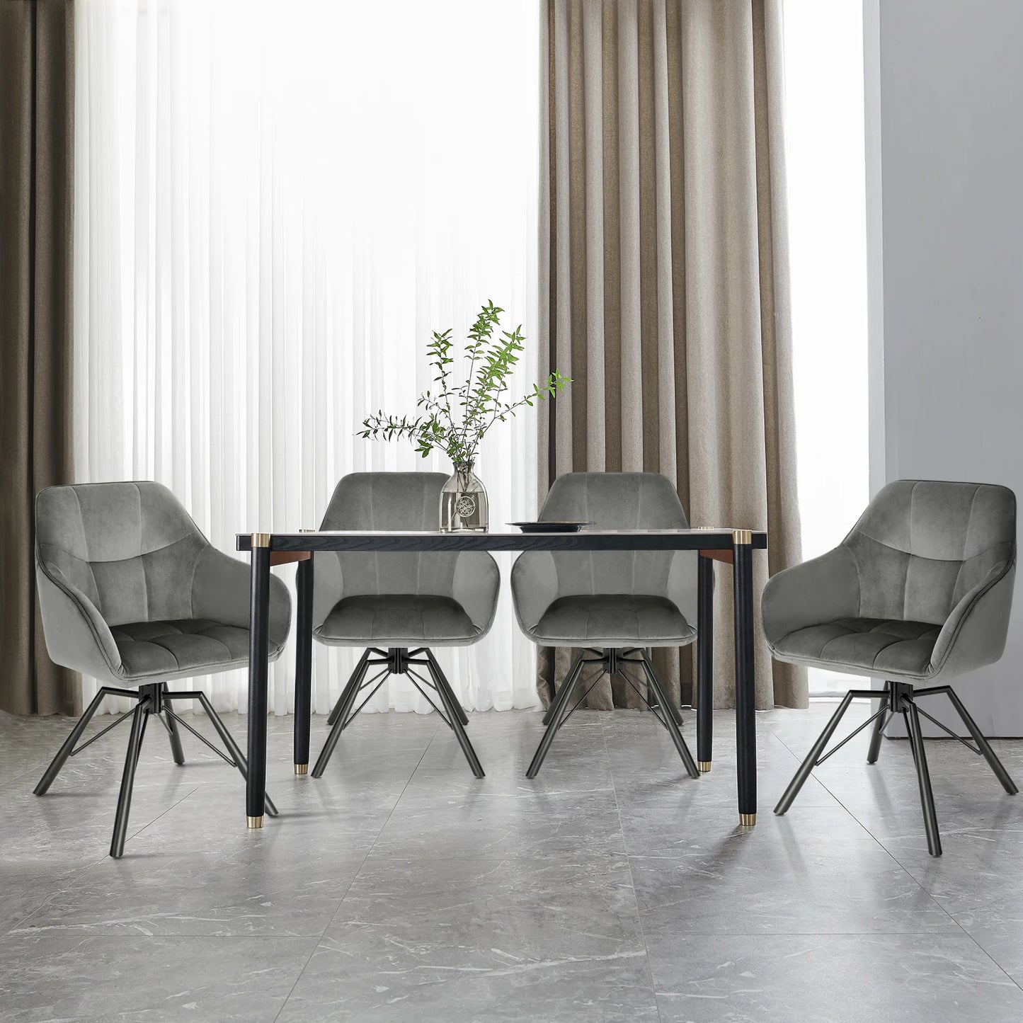 Chaise de salle à manger pivotante 2 pcs – Chaise de cuisine rembourrée confortable avec accoudoirs et dossier