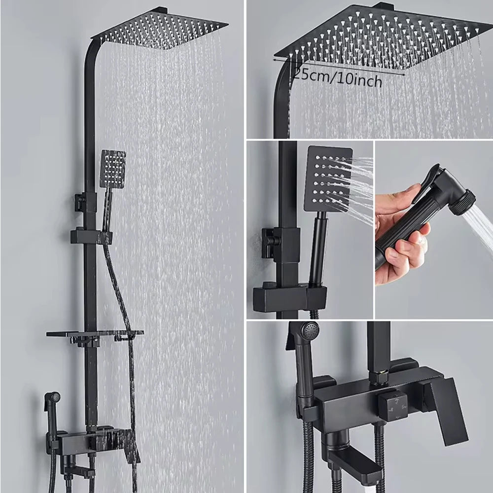 Ensemble Mitigeur de Douche en Chrome avec Robinet Baignoire, Douche Pluie