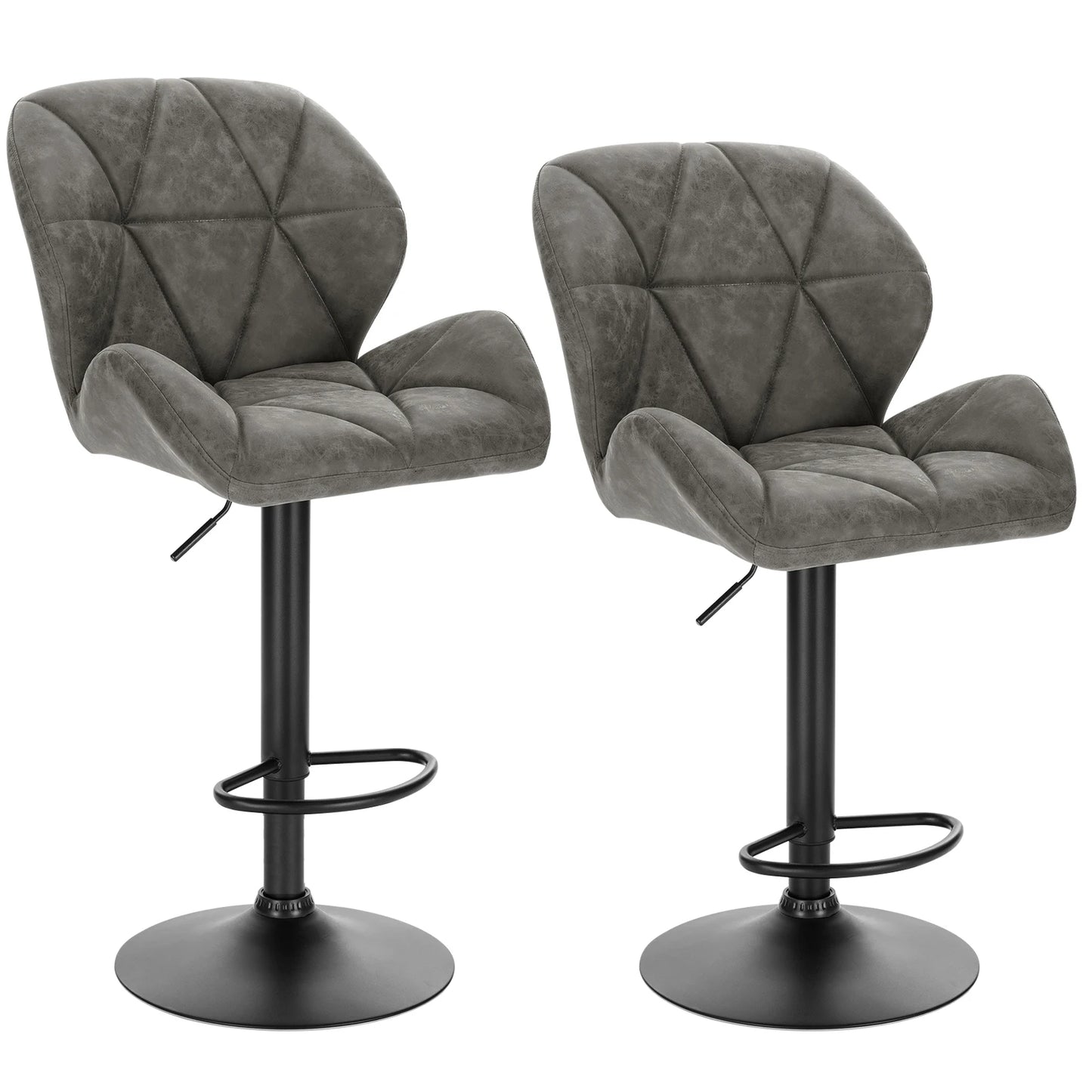 Lot de 2 tabourets de bar réglables avec assise pivotante, repose-pieds en acier