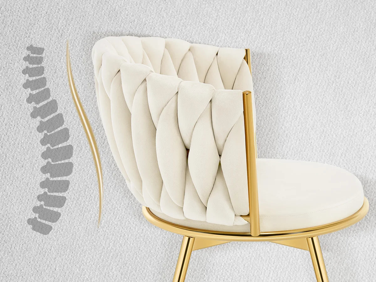 2 PCS Chaises de Salle à Manger Pivotantes en Velours avec Pieds Métalliques – Chaise Ergonomique Rotative pour Salon et Salle à Manger