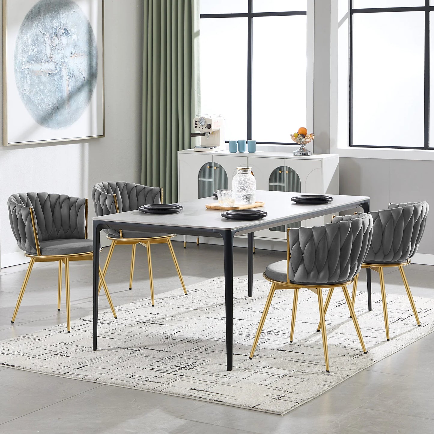 2 PCS Chaises de Salle à Manger Pivotantes en Velours avec Pieds Métalliques – Chaise Ergonomique Rotative pour Salon et Salle à Manger