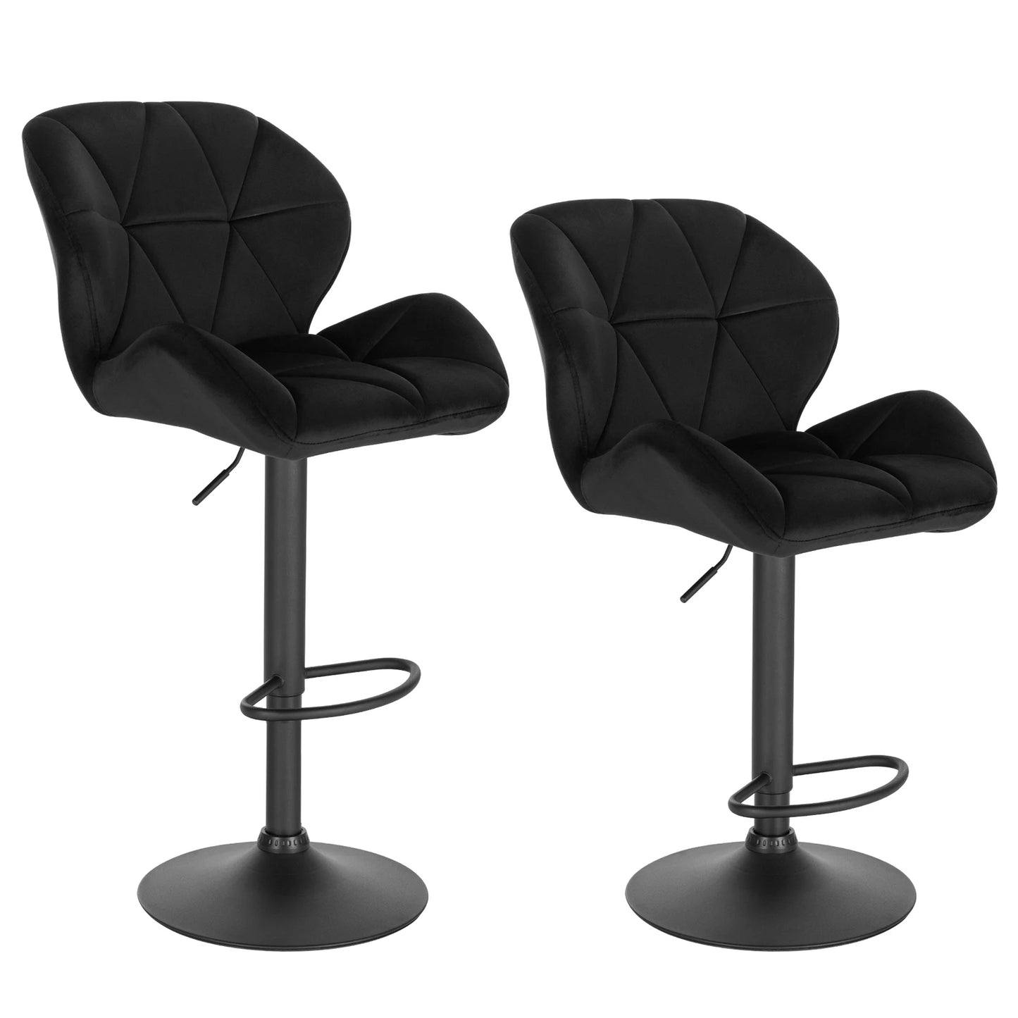 Lot de 2 tabourets de bar réglables avec assise pivotante, repose-pieds en acier