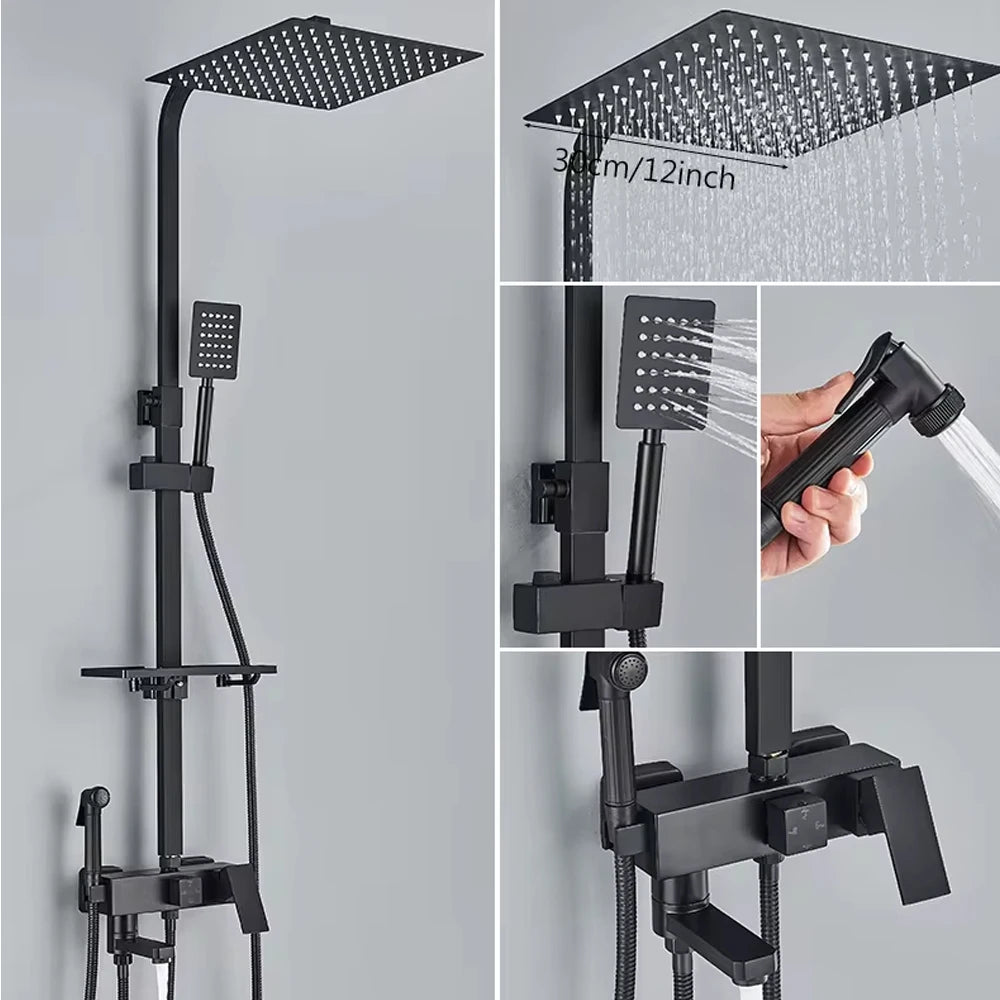 Ensemble Mitigeur de Douche en Chrome avec Robinet Baignoire, Douche Pluie