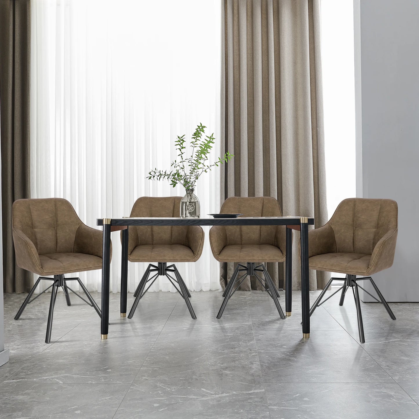 Chaise de salle à manger pivotante 2 pcs – Chaise de cuisine rembourrée confortable avec accoudoirs et dossier