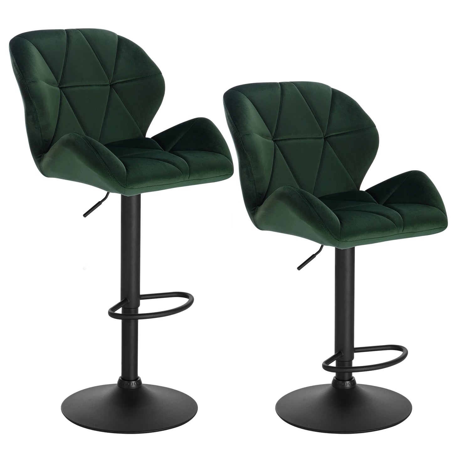 Lot de 2 tabourets de bar réglables avec assise pivotante, repose-pieds en acier