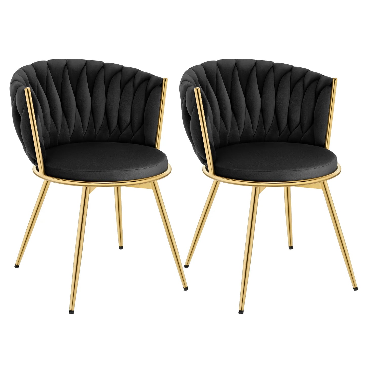 2 PCS Chaises de Salle à Manger Pivotantes en Velours avec Pieds Métalliques – Chaise Ergonomique Rotative pour Salon et Salle à Manger