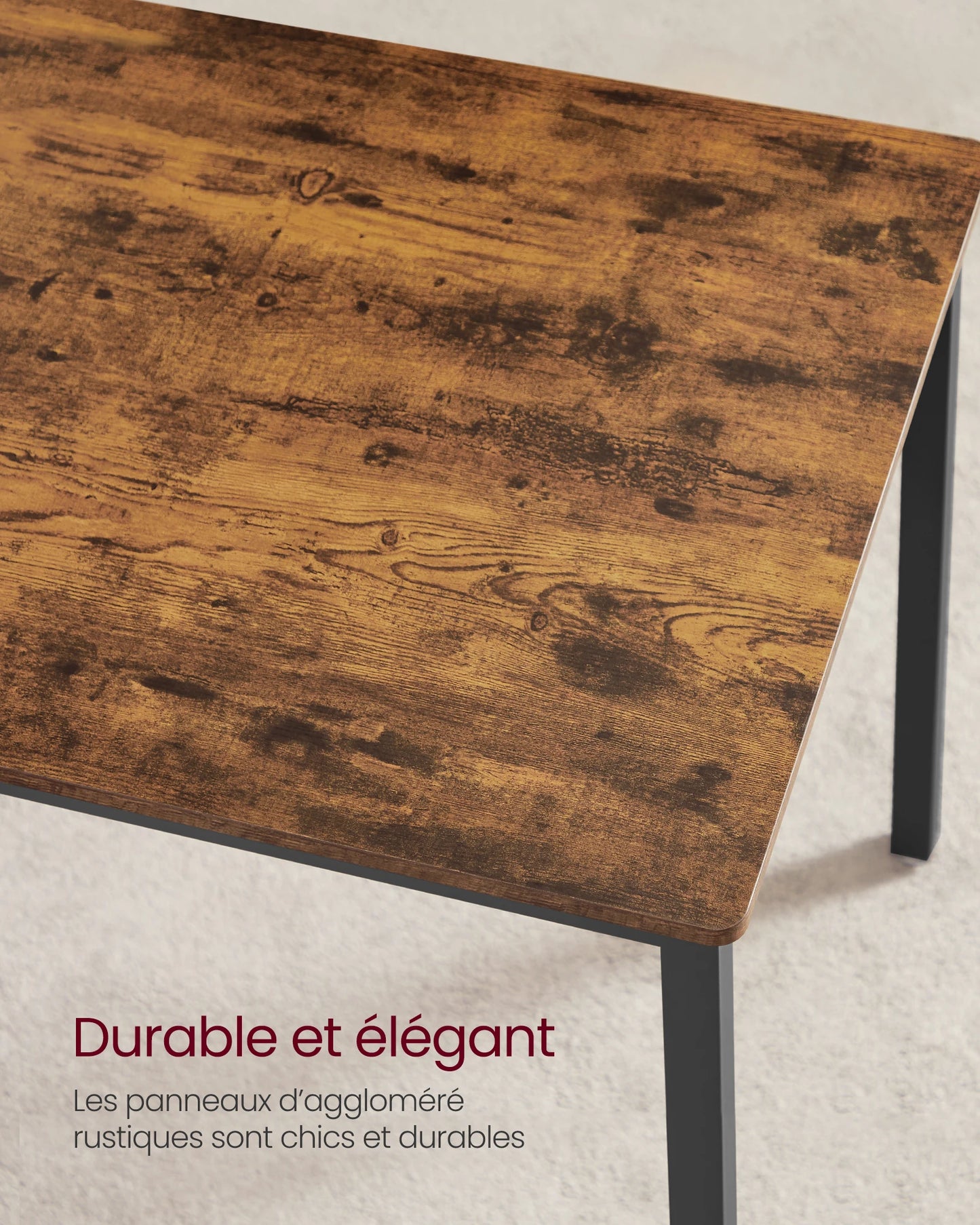 Ensemble Table à Manger 3 Pièces – Table 70 x 110 x 75 cm + 2 Bancs 30 x 97 x 50 cm