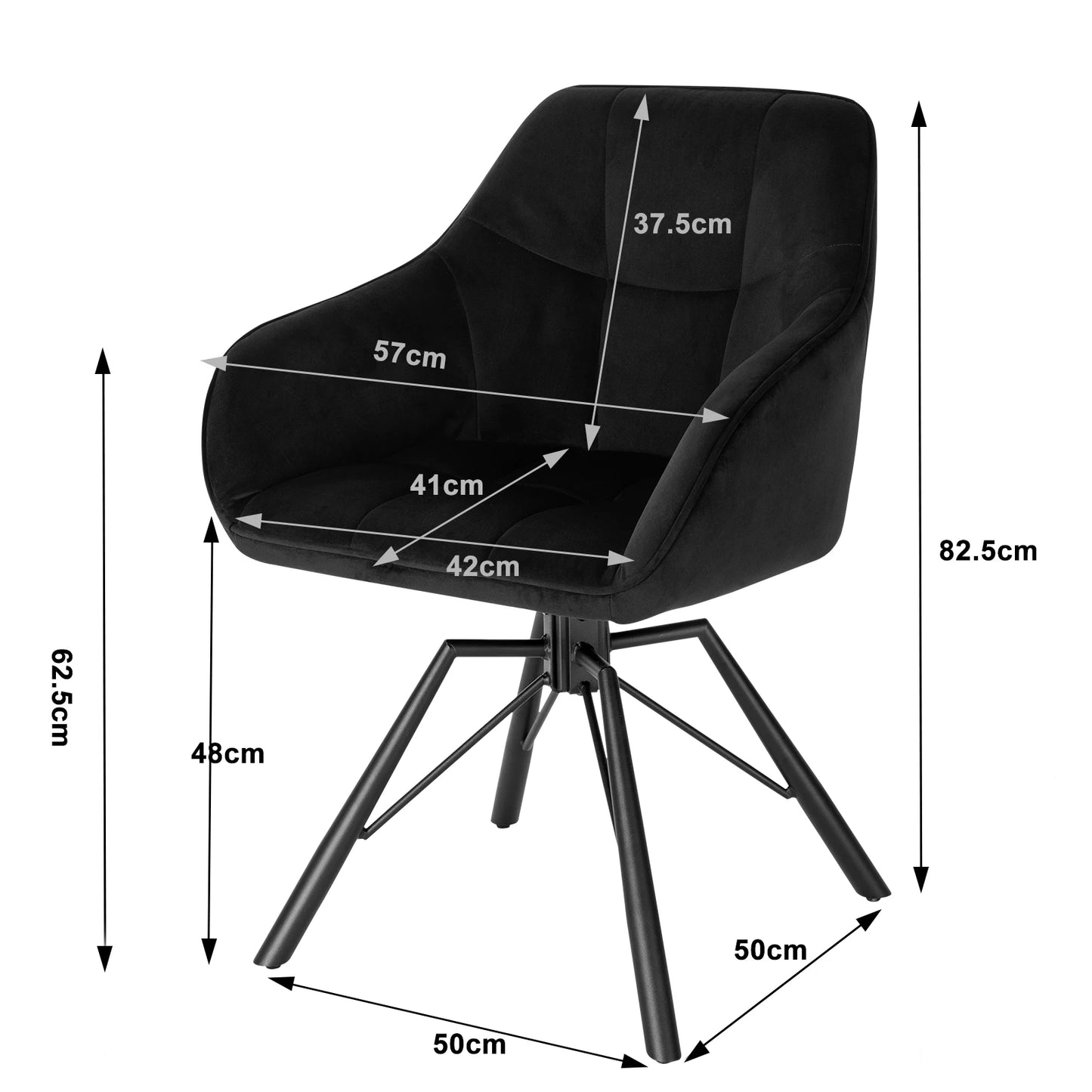 Chaise de salle à manger pivotante 2 pcs – Chaise de cuisine rembourrée confortable avec accoudoirs et dossier