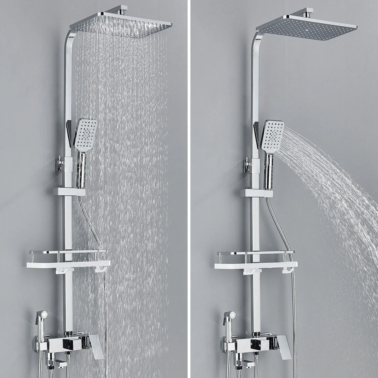 Ensemble Mitigeur de Douche en Chrome avec Robinet Baignoire, Douche Pluie