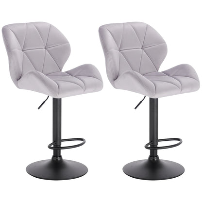Lot de 2 tabourets de bar réglables avec assise pivotante, repose-pieds en acier